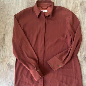 Aritzia Babaton Dolly Red Rust Button Down Shirt - XS